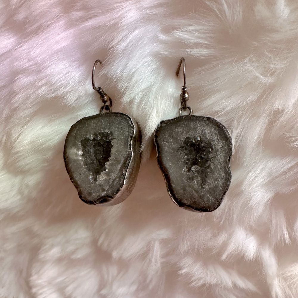Silver Geode Earrings
